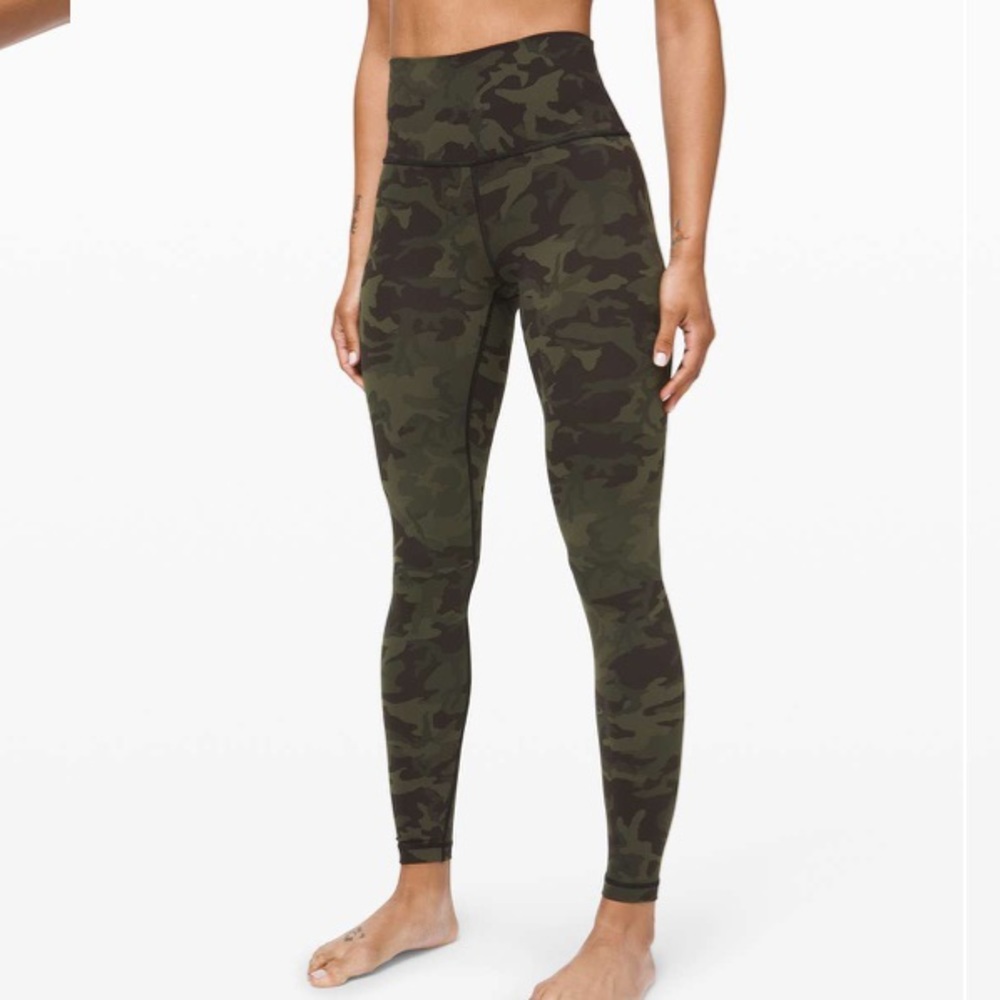 Lululemon Wunder Under High-Rise 28" Full-On Luxtreme camo gator green rare!
